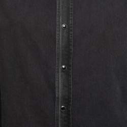 Pre Owned Balenciaga Black Denim Swing Collar Oversized Shirt S