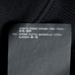 Pre Owned Balenciaga Black Cotton Knit Logo Printed Oversized Hoodie M