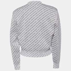 Pre Owned Balenciaga Silver All Over Logo Lurex Knit Crewneck Sweater M