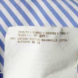 Pre Owned Balenciaga Blue Striped Cotton Neck Tie Detail Oversized Shirt S
