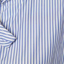Pre Owned Balenciaga Blue Striped Cotton Neck Tie Detail Oversized Shirt S