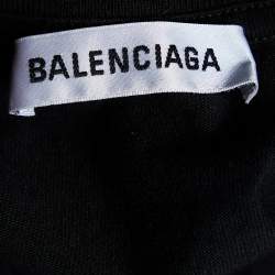 Pre Owned Balenciaga Black Logo Printed Cotton Knit Oversized T-Shirt M