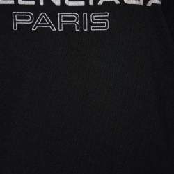 Pre Owned Balenciaga Black Logo Printed Cotton Knit Oversized T-Shirt M
