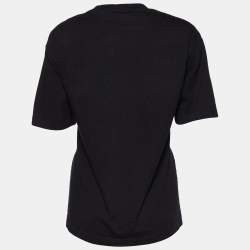 Pre Owned Balenciaga Black Logo Printed Cotton Knit Oversized T-Shirt M