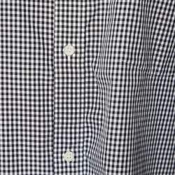 Pre Owned Balenciaga Black Checkered Cotton Logo Printed Oversized Shirt M