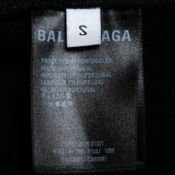 Pre Owned Balenciaga Black Printed Cotton Oversized T-Shirt S