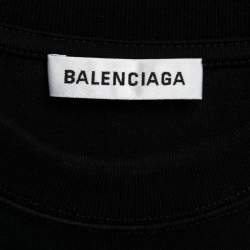 Pre Owned Balenciaga Black Printed Cotton Oversized T-Shirt S