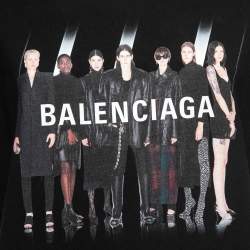 Pre Owned Balenciaga Black Printed Cotton Oversized T-Shirt S