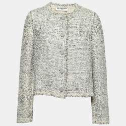 Balenciaga Cream Tweed Fringed Jacket M