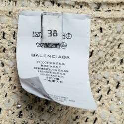 Balenciaga Cream Tweed Fringed Jacket M