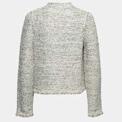 Balenciaga Cream Tweed Fringed Jacket M