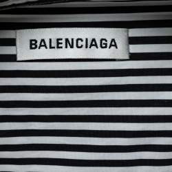 Pre Owned Balenciaga Black Striped Cotton Oversized Shirt S