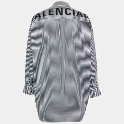 Pre Owned Balenciaga Black Striped Cotton Oversized Shirt S