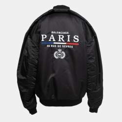 Balenciaga Black Synthetic Eiffel Tower Bomber Jacket XL