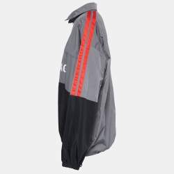 Pre Owned Balenciaga Colorblock Logo Printed Nylon Windbreaker Jacket XL
