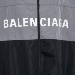 Pre Owned Balenciaga Colorblock Logo Printed Nylon Windbreaker Jacket XL