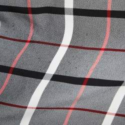 Pre Owned Balenciaga Grey Checked Crepe Oversized Tie-Neck Top S