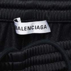 Pre Owned Balenciaga Black Jersey Logo-Tape Detail Joggers S