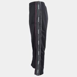 Pre Owned Balenciaga Black Jersey Logo-Tape Detail Joggers S
