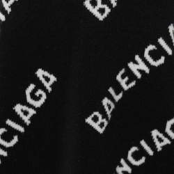 Balenciaga Black Logo Intarsia Knit Wool Sweater M