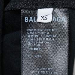 Pre Owned Balenciaga Black Jersey Language Print Oversized T-Shirt XS