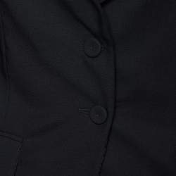 Pre Owned Balenciaga Black Wool Patterned Trim Detail Blazer M
