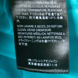 Pre Owned Balenciaga Turquoise Blue Logo Printed Synthetic Oversized Hooded Windbreaker Jacket S