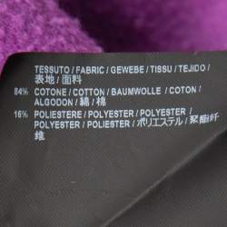 Pre Owned Balenciaga Purple Cotton Knit Logo Printed Oversized Hoodie XS
