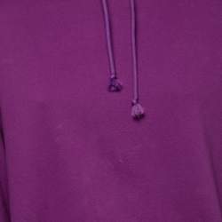 Pre Owned Balenciaga Purple Cotton Knit Logo Printed Oversized Hoodie XS