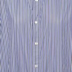Pre Owned Balenciaga Blue Striped Cotton Oversized Spring Tag Shirt M