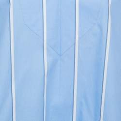Pre Owned Balenciaga Blue Striped Cotton Oversized Tunic Top M