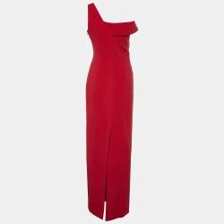 Pre Owned Balenciaga Red Silk Crepe Sleeveless Maxi Dress M