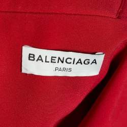 Pre Owned Balenciaga Red Silk Crepe Sleeveless Maxi Dress M