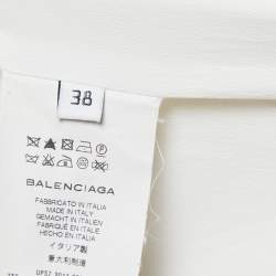 Pre Owned Balenciaga White Crepe Short-Sleeve Top M
