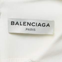Pre Owned Balenciaga White Crepe Short-Sleeve Top M