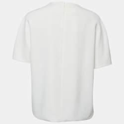 Pre Owned Balenciaga White Crepe Short-Sleeve Top M