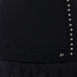 Pre Owned Balenciaga Black Wool & Chiffon Silk Midi Skirt M