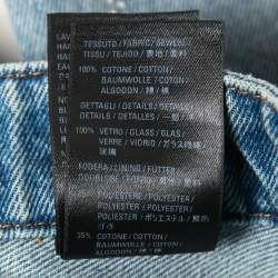 Balenciaga Blue Denim Rhinestone Embellished Eiffel Tower Jeans S Waist 25"