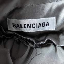 Balenciaga Metallic Grey Silk Structured Button Front Shirt M