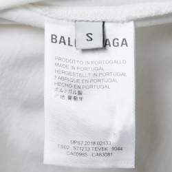 Pre Owned Balenciaga White Cotton Rose Printed T-Shirt S