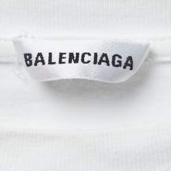 Pre Owned Balenciaga White Cotton Rose Printed T-Shirt S