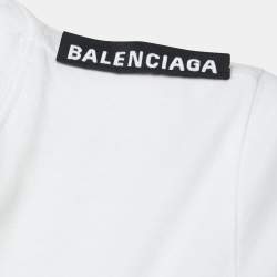 Pre Owned Balenciaga White Cotton Rose Printed T-Shirt S