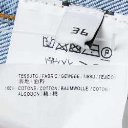 Pre Owned Balenciaga Blue Denim Logo Print Jacket S
