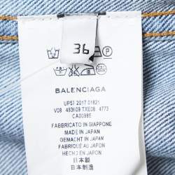 Pre Owned Balenciaga Blue Denim Logo Print Jacket S