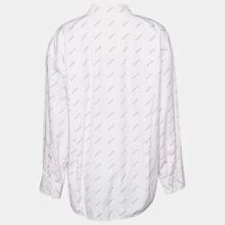 Pre Owned Balenciaga Pink Striped Cotton Logo Print Button Front Shirt S