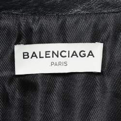 Pre Owned Balenciaga Black Leather Biker Jacket M