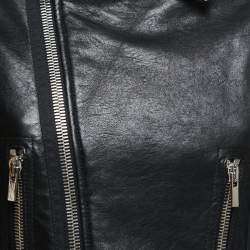 Pre Owned Balenciaga Black Leather Biker Jacket M