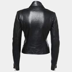 Pre Owned Balenciaga Black Leather Biker Jacket M