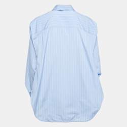 مملوكة مسبقًا Balenciaga Blue Striped Cotton Oversize Fit Long Sleeve Shirt S