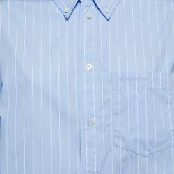 مملوكة مسبقًا Balenciaga Blue Striped Cotton Oversize Fit Long Sleeve Shirt S